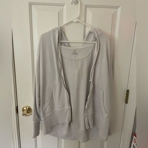 Aerie Oversized White Zip Up